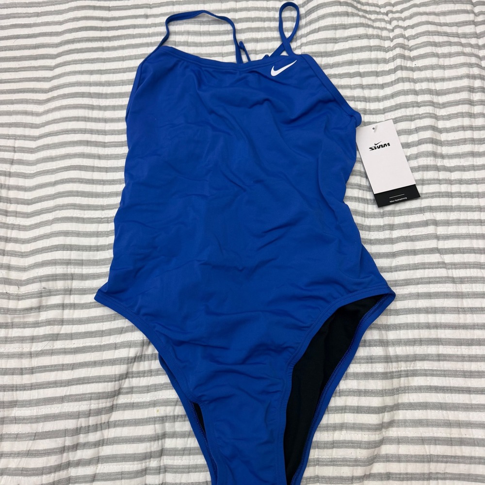 Nike HydraStrong Tie Back One Piece Swimsuit Royal Blue NESSA000-494 Size 38